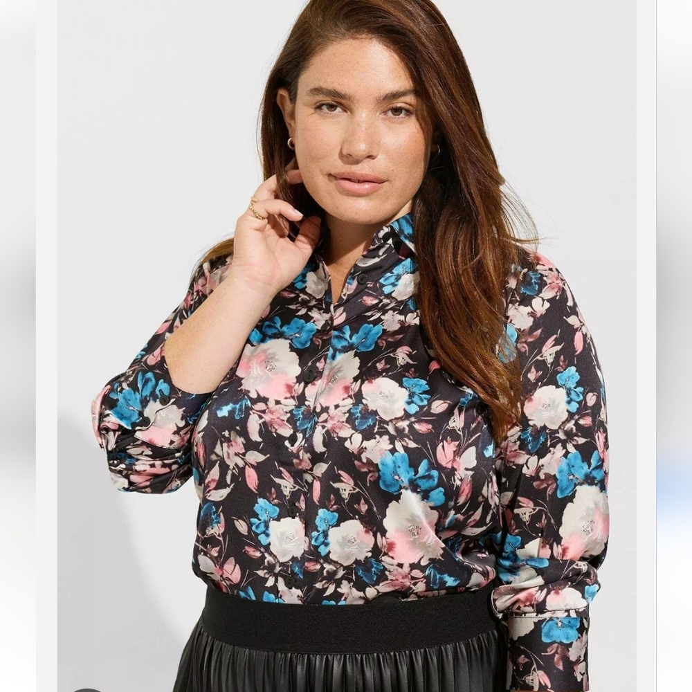 Torrid Madison floral satin long sleeve nwt